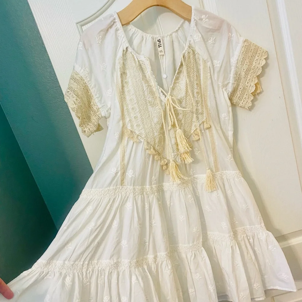 NWT Spell & the Gypsy Collective White/Cream Cassidy Mini Dress - Picture 14 of 17